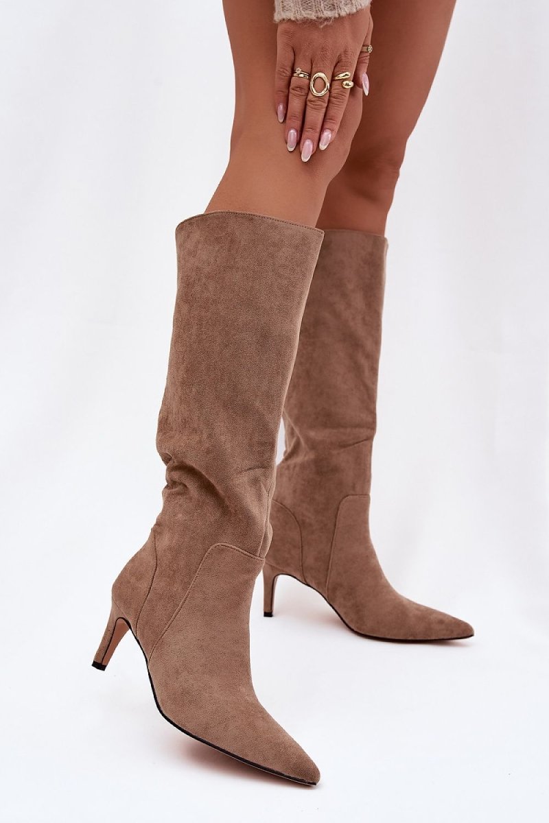 Women's Stiletto Heel Suede Boots - 