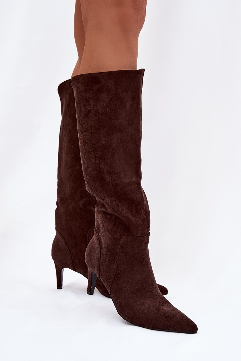 Women's Stiletto Heel Suede Boots - 