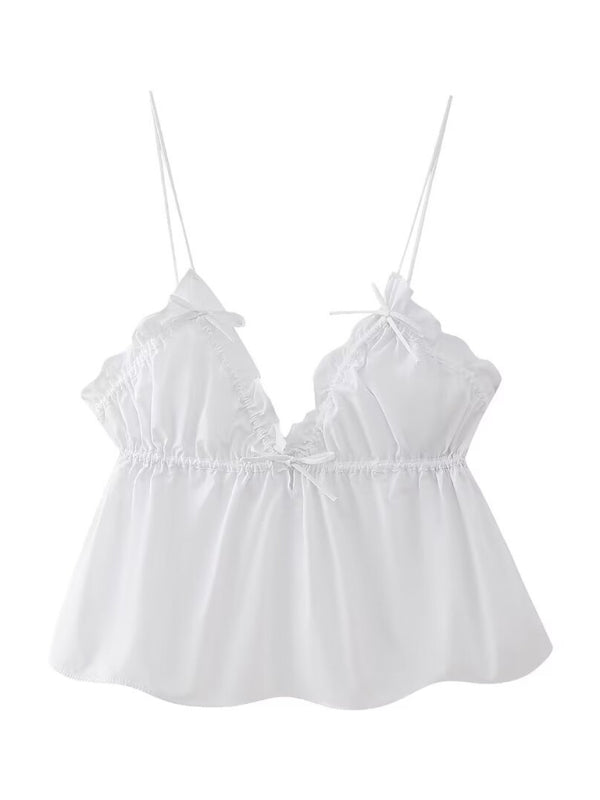Women's street fashion bow camisole top - Top