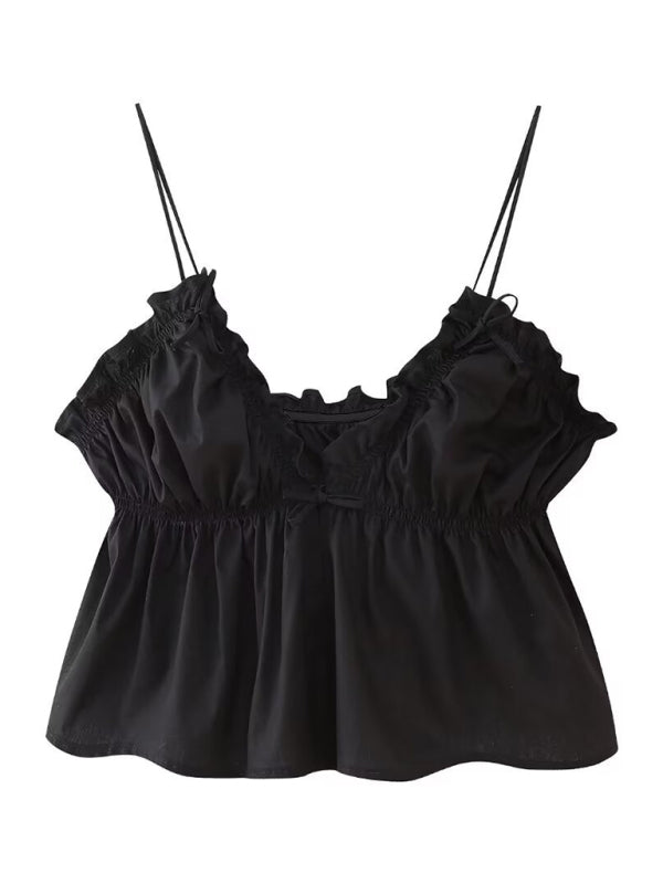 Women's street fashion bow camisole top - Top