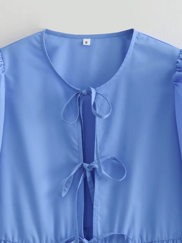 Women's Street Fashion Bow Long Sleeve Shirt - Top