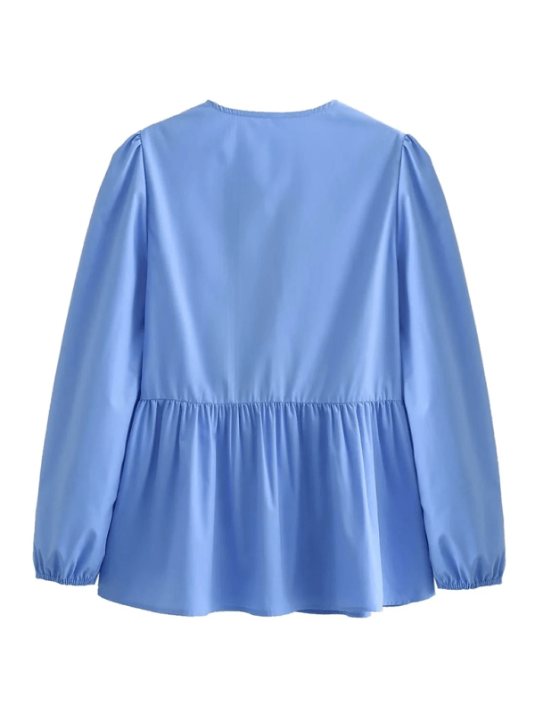 Women's Street Fashion Bow Long Sleeve Shirt - Top