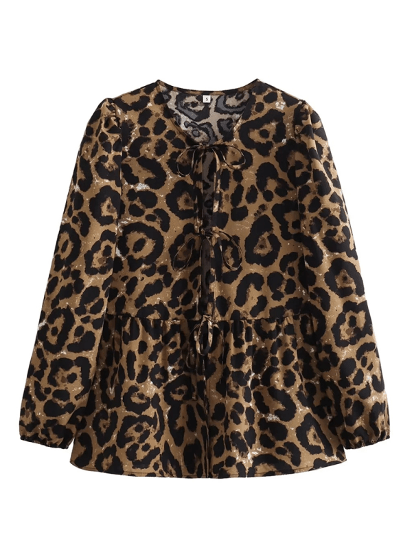Women's Street Fashion Bow Long Sleeve Shirt - Top