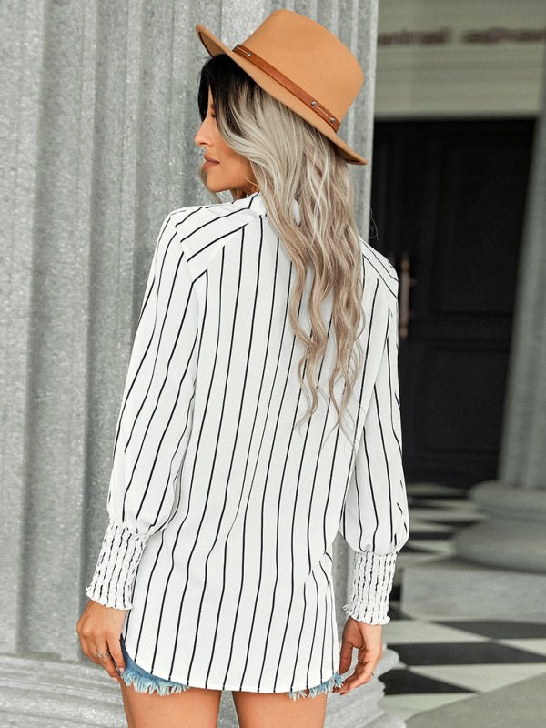Women's striped fashion casual loose shirt - Top