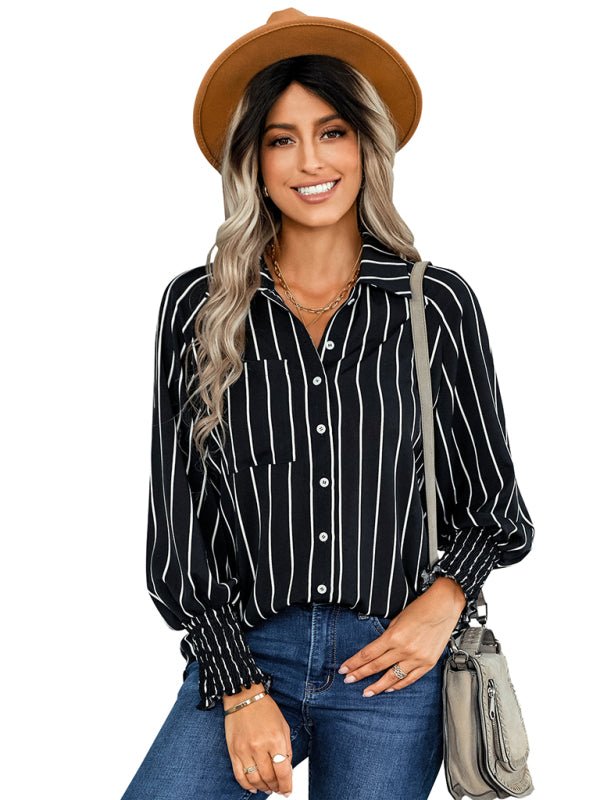 Women's striped fashion casual loose shirt - Top