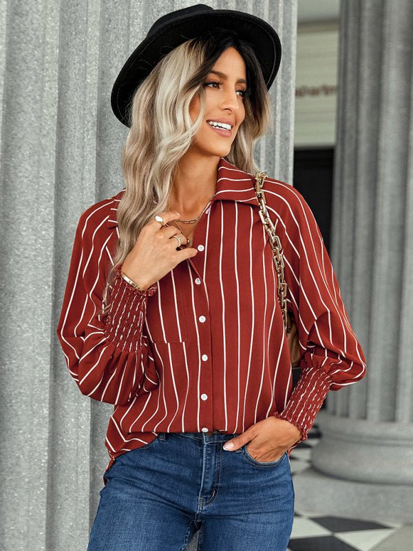 Women's striped fashion casual loose shirt - Top