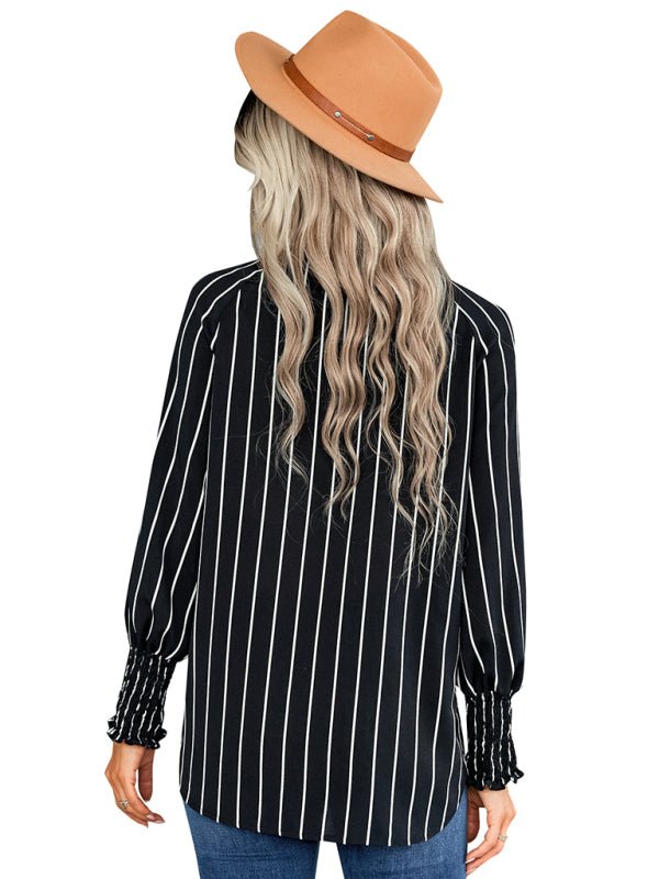 Women's striped fashion casual loose shirt - Top