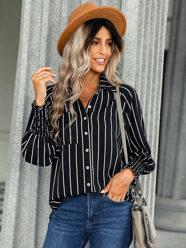 Women's striped fashion casual loose shirt - Top