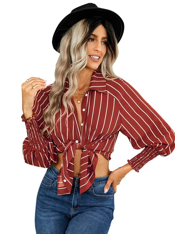 Women's striped fashion casual loose shirt - Top
