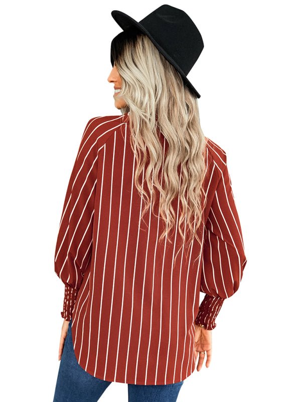 Women's striped fashion casual loose shirt - Top