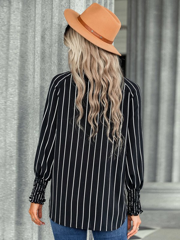 Women's striped fashion casual loose shirt - Top