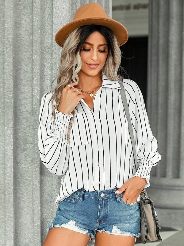 Women's striped fashion casual loose shirt - Top