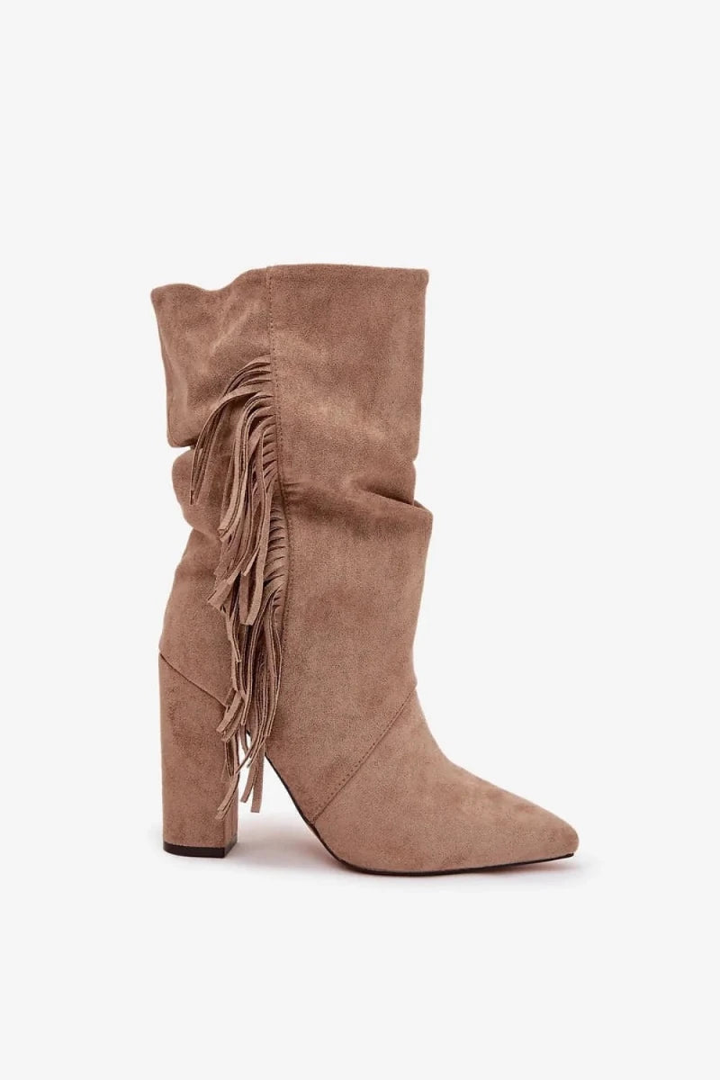 Women's Suede Ankle Boots with Fringe - Ankle boots