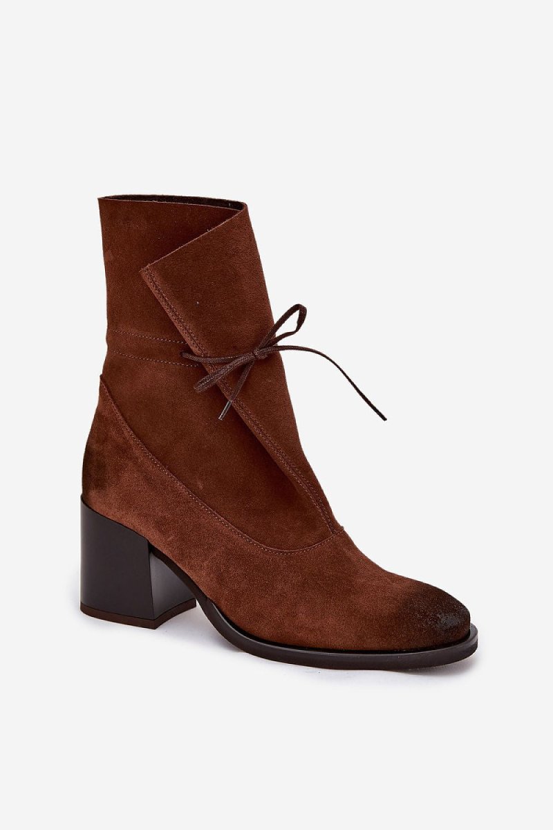 Women's Suede Ankle Boots with Heel - 