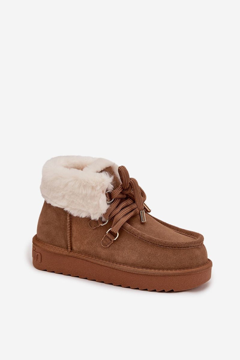 Women's Suede Snow Boots with Fur Lining - 