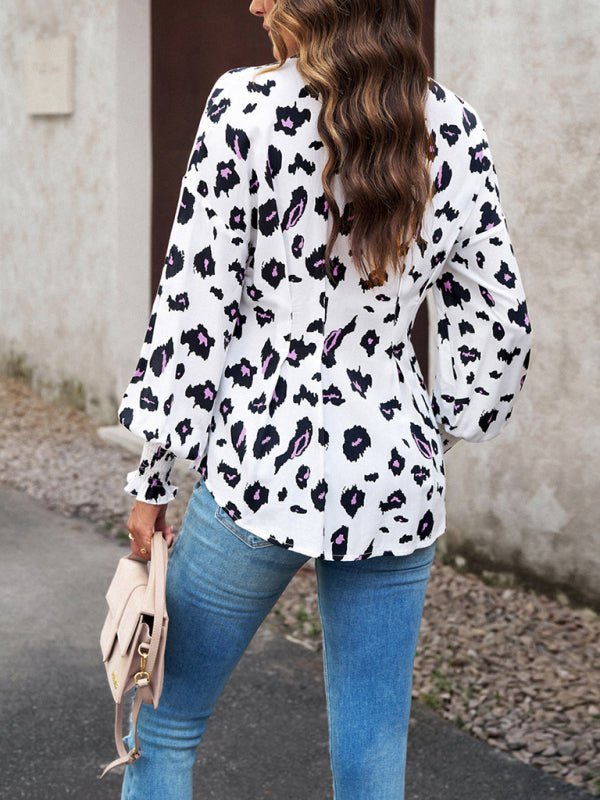 Women's Temperament Commuter Printed Long Sleeve Shirt - Top