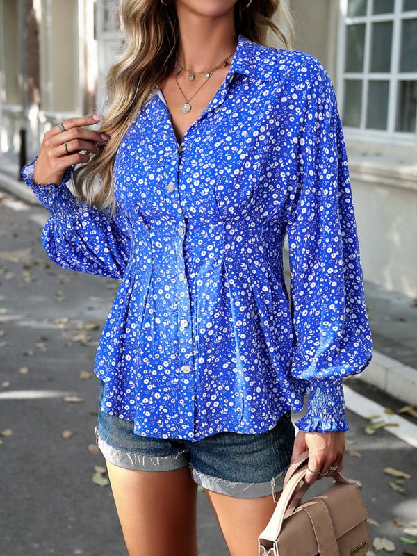 Women's Temperament Commuter Printed Long Sleeve Shirt - Top