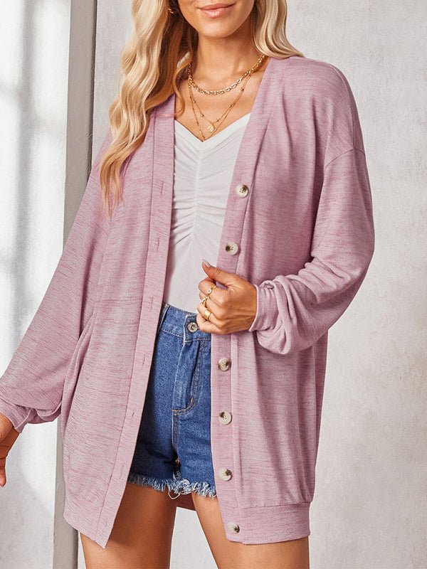 Women's thin knitted medium and long sweater - Outerwear