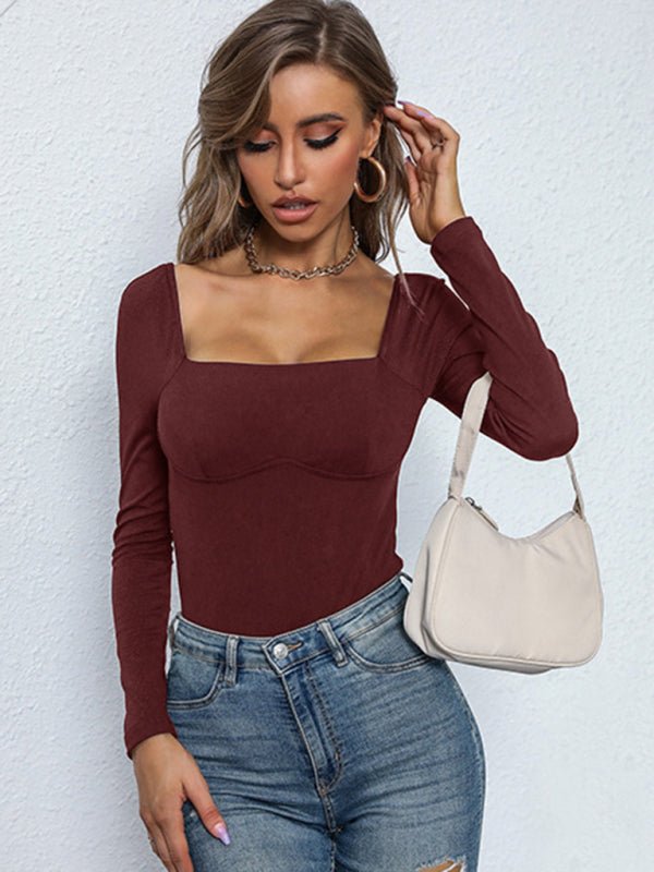 Women's Tight Neck Ribbed Knitted Jumpsuit - 