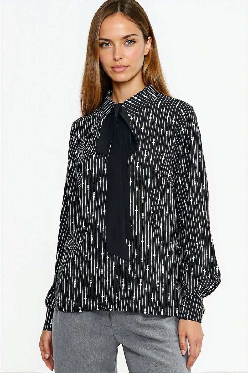 Women's Viscose Long Sleeve Shirt with Scarf - 