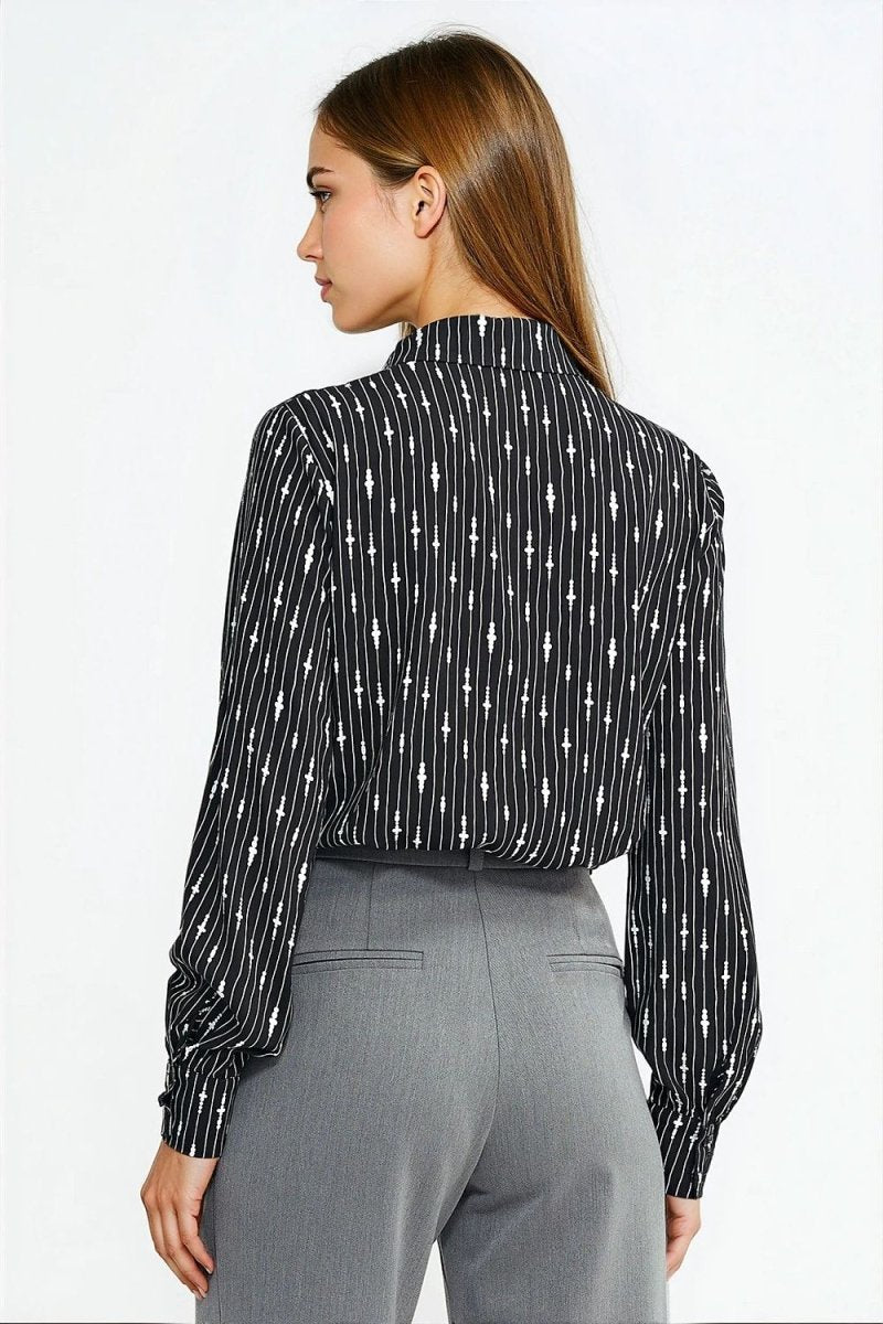 Women's Viscose Long Sleeve Shirt with Scarf - 