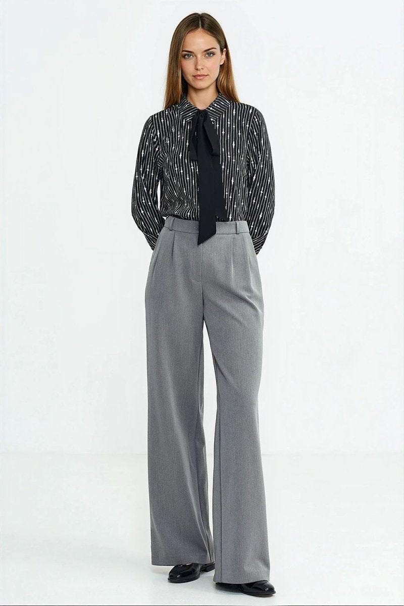 Women's Viscose Long Sleeve Shirt with Scarf - 