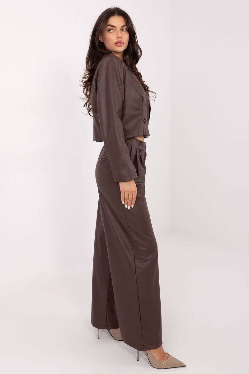 Women's Wide - Leg Eco Leather Trousers - 
