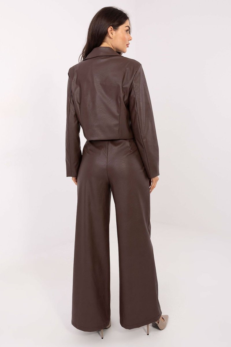 Women's Wide - Leg Eco Leather Trousers - 
