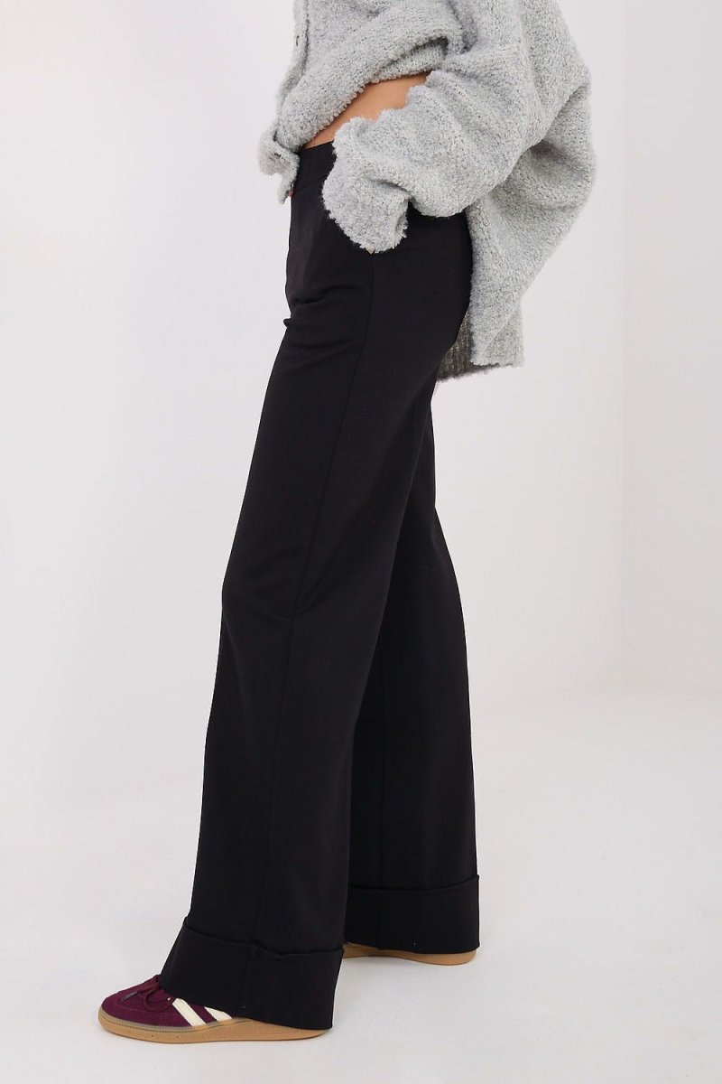 Women's Wide Leg Trousers with Elastic Waist - 
