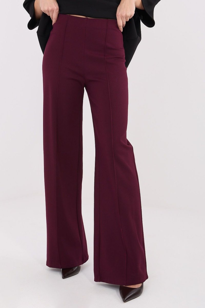 Women's Wide Leg Trousers with High Waist - 