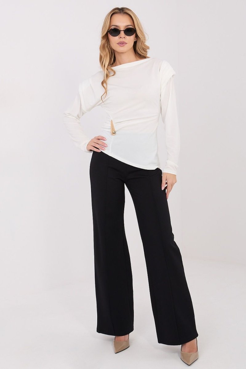 Women's Wide Leg Trousers with High Waist - 