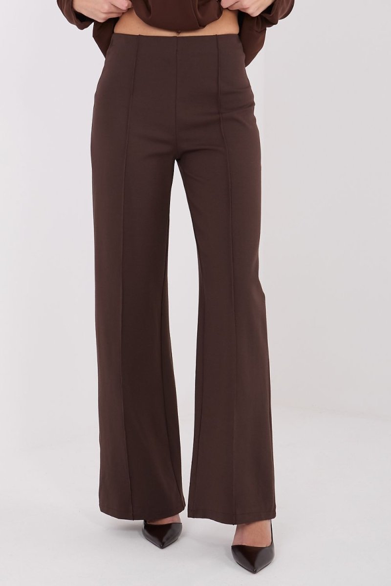 Women's Wide Leg Trousers with High Waist - 