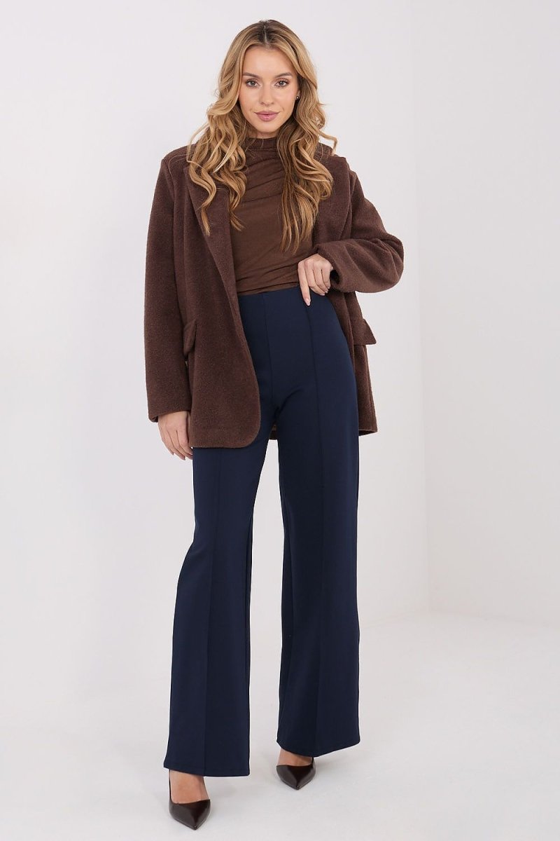 Women's Wide Leg Trousers with High Waist - 