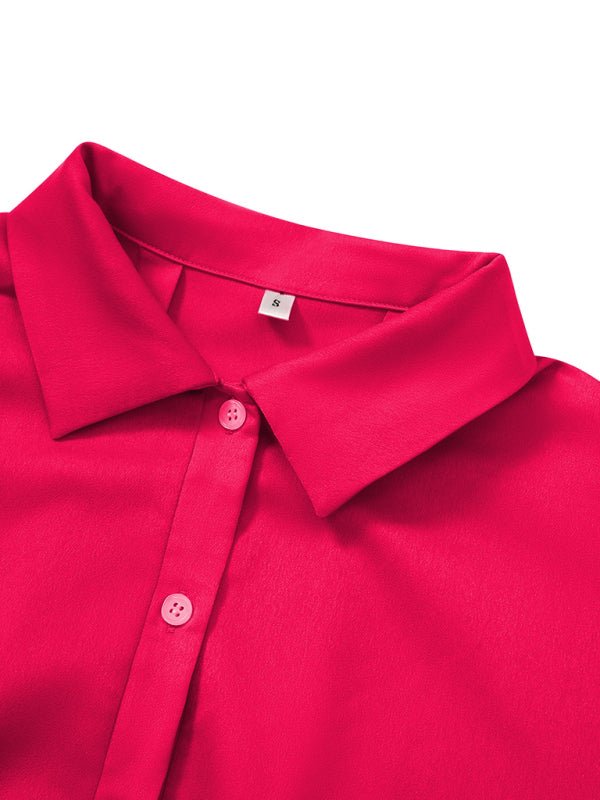 Women's woven casual loose short - sleeved shirt - Top