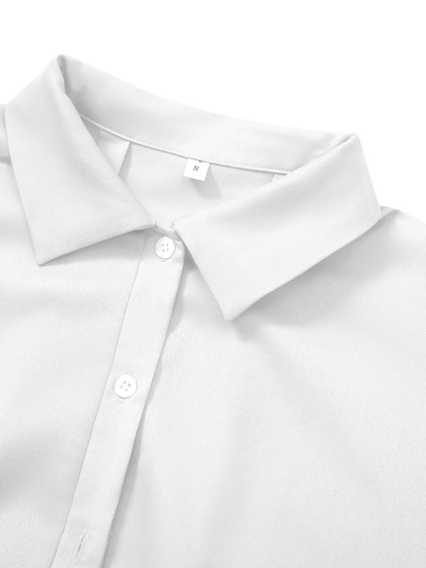 Women's woven casual loose short - sleeved shirt - Top