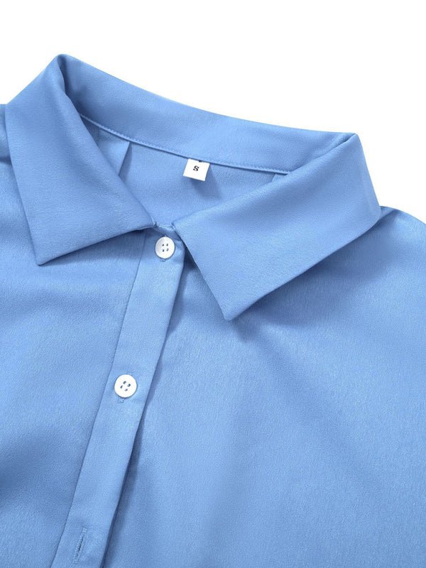 Women's woven casual loose short - sleeved shirt - Top