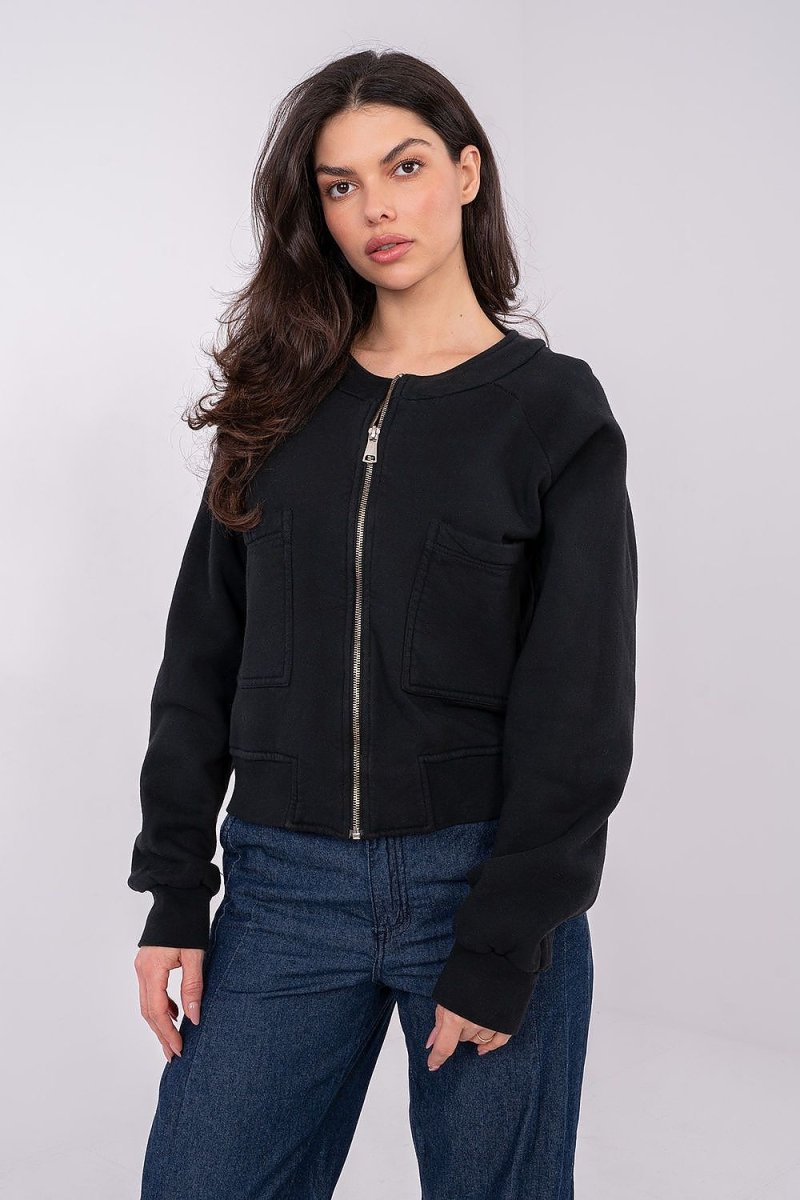 Women's Zipper Sweatshirt with Pockets - 