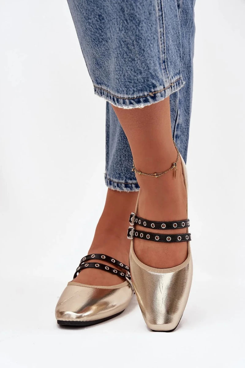 Yellow Ballet Flats with Instep Straps - Ballet flats