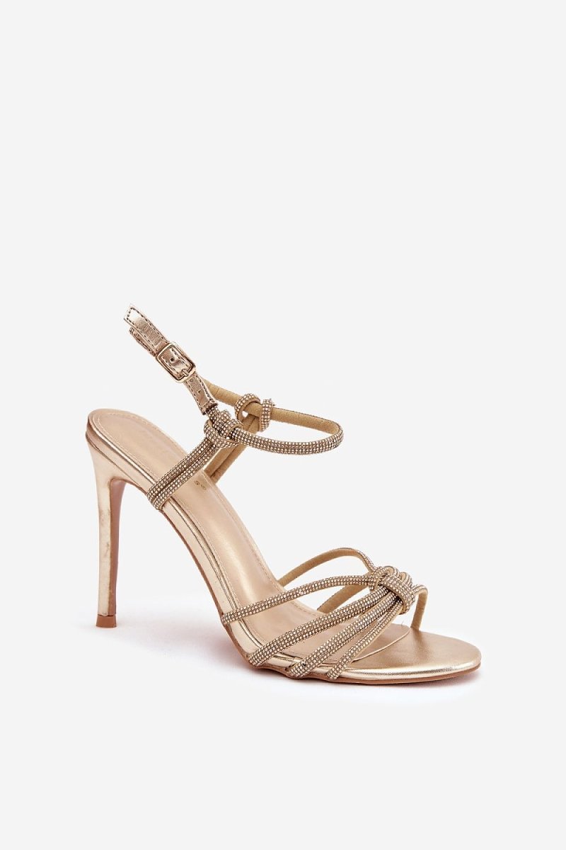 Yellow Stiletto Heel Sandals with Zirconia - 