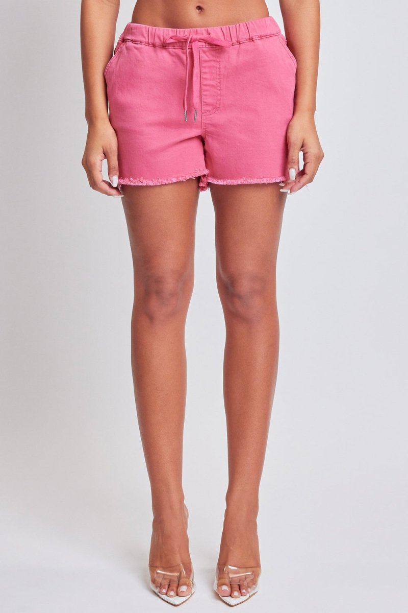 YMI Jeanswear Full Size Drawstring Raw Hem Shorts - Bottoms