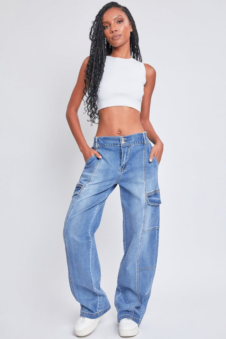 YMI Jeanswear High - Rise Straight Cargo Jeans - Bottoms