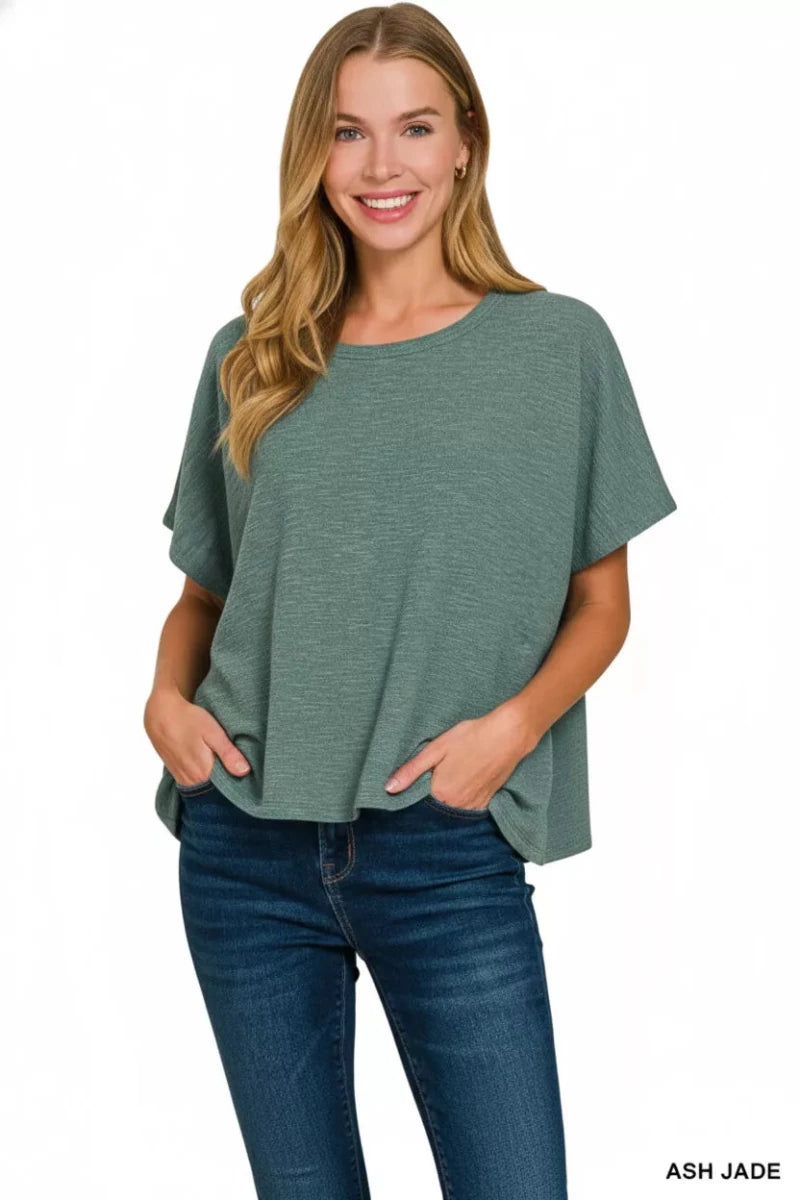 Zenana Cotton Slub Oversize Tee - 