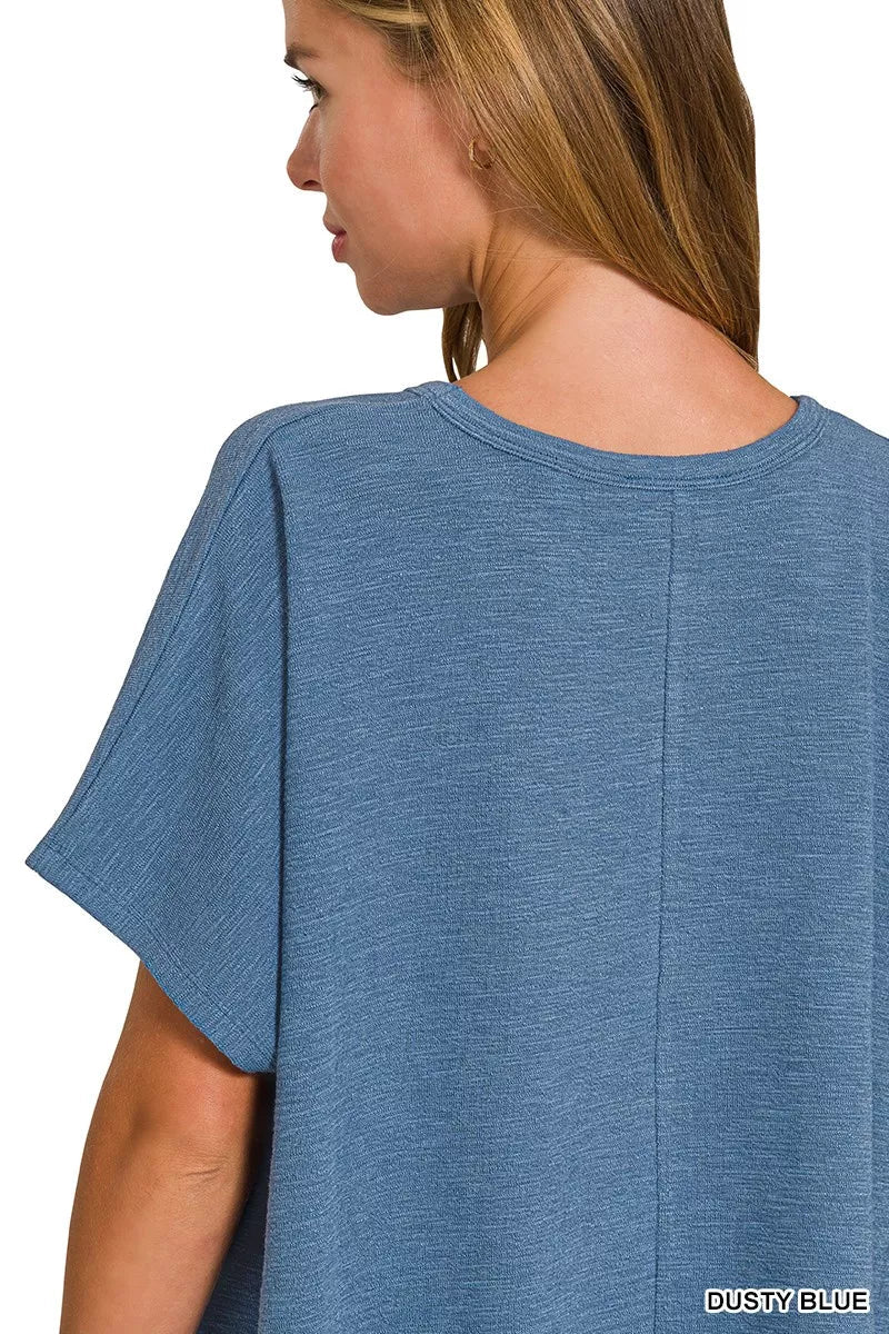 Zenana Cotton Slub Oversized Tee - 