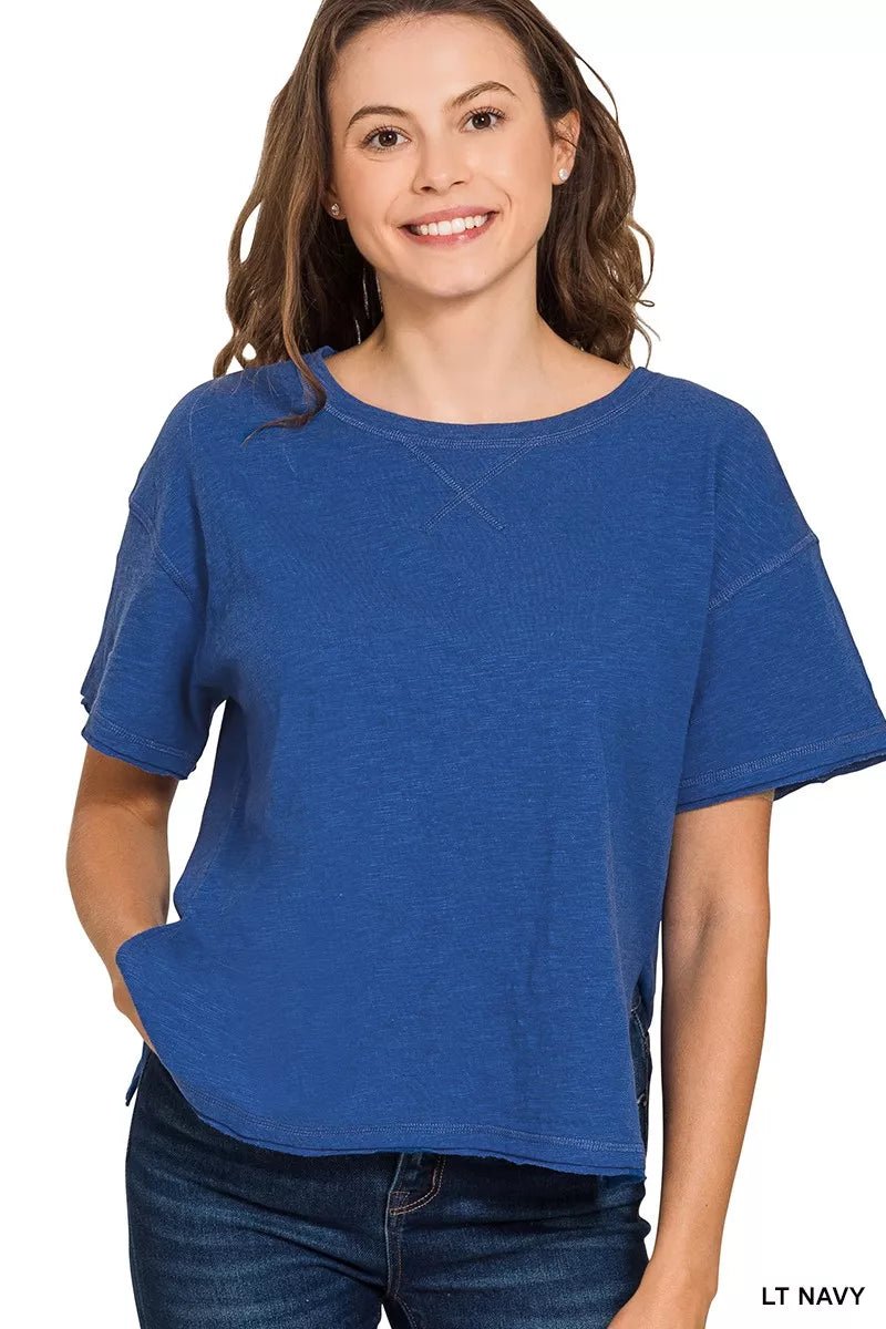 Zenana Cotton Slub Short Sleeve Tee - 