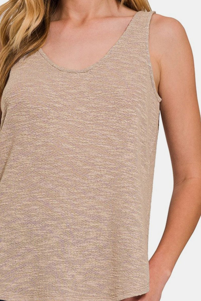 Zenana Curved Hem Round Neck Tank - Top