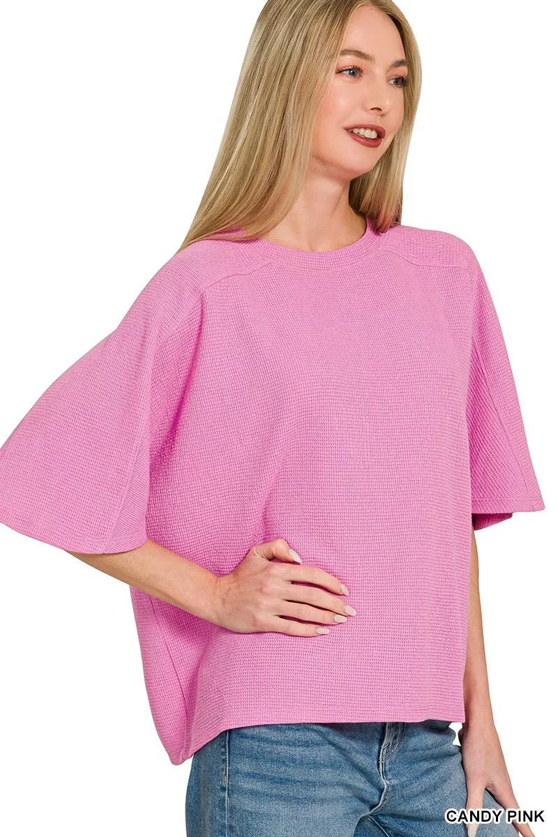 Zenana Double Knit Short Sleeve Top - 
