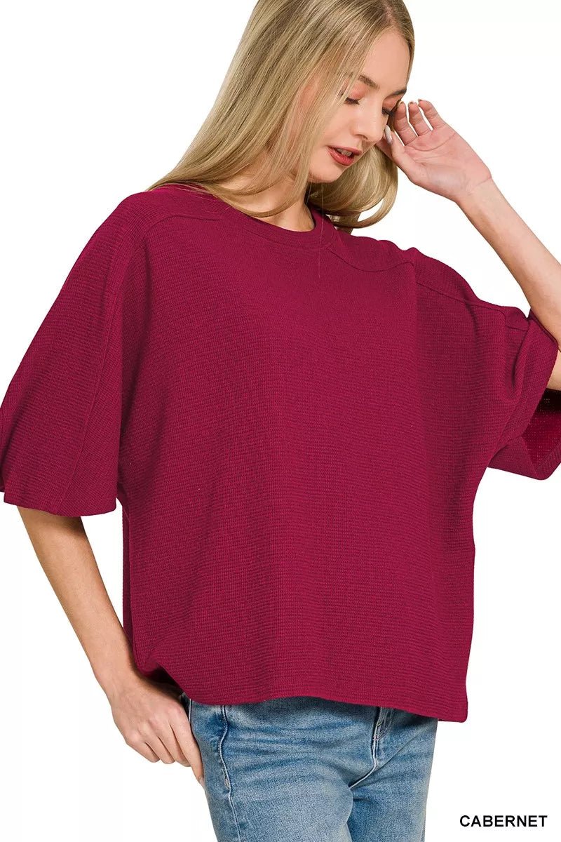 Zenana Double Knit Short Sleeve Top - 