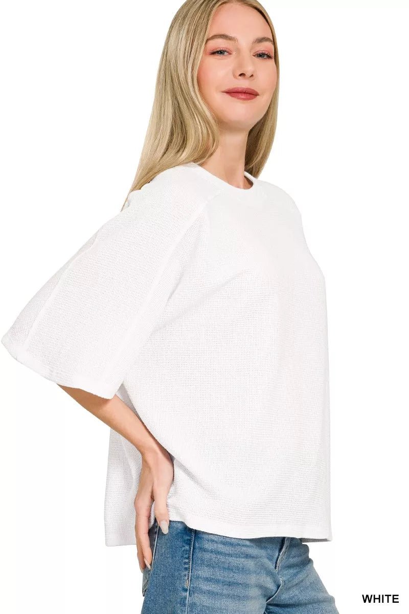 Zenana Double Knit Short Sleeve Top - 