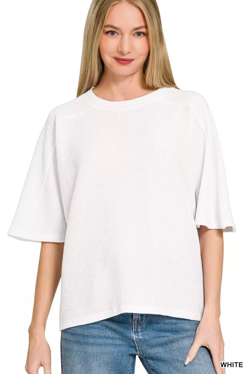 Zenana Double Knit Short Sleeve Top - 