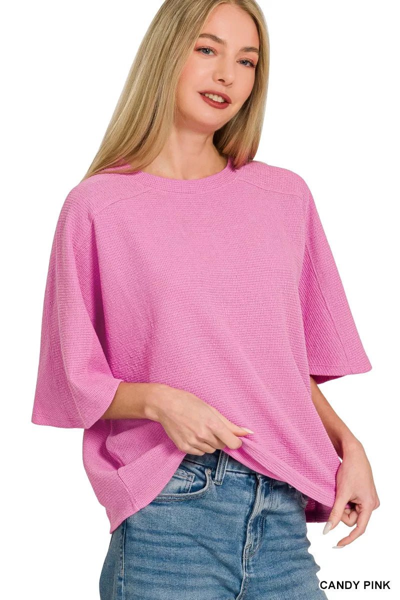 Zenana Double Knit Short Sleeve Top - 